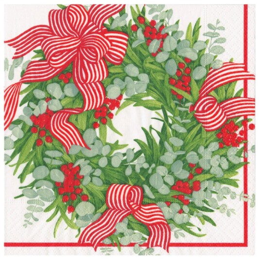 Ribbon Stripe Wreath middag servietter