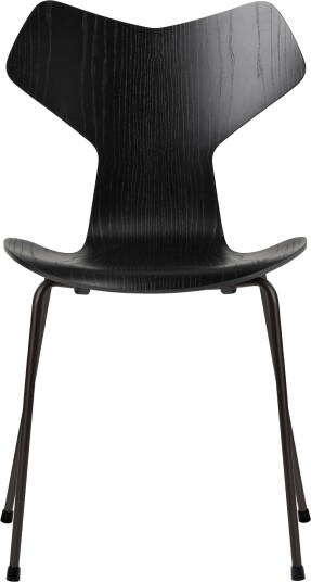 Fritz Hansen - 3130 Grand Prix Färgad Ask Svart Underrede Monochrome Spisestoler Arne Jacobsen