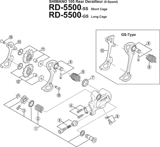 Shimano justerskrue til kabel for bakgir RD-5500 og RD-7700