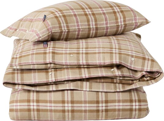 Checked Sengesett 220x220 + 50x60x2 cm Fudge / Beige / Fiken Checked Sengesett 220x220 + 50x60x2 cm Fudge / Beige / Fiken