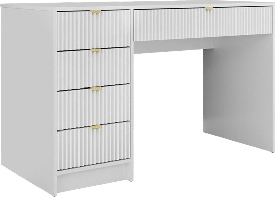 Novaj Sminkebord med oppbevaring 55 cm dyp 120 cm bred - Hvit / Messing Håndtak