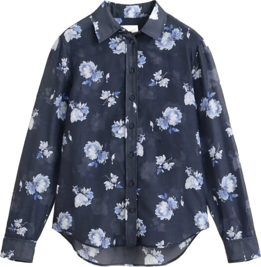 Gant Reg Floral Print Ctn Silk Ls Shirt Navy 46