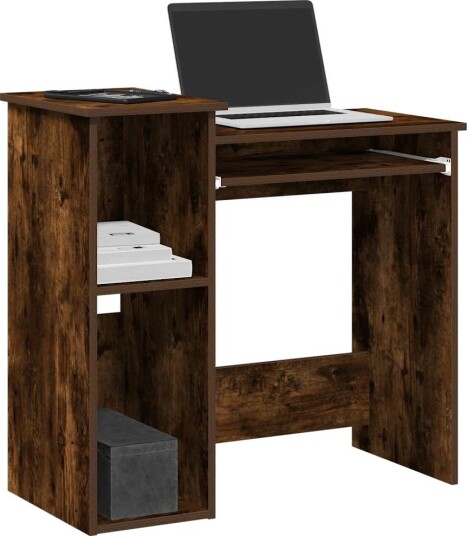  Skrivebord med hyller røkt eik 84x40x78 cm konstruert tre