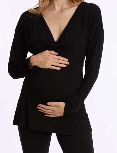 Cache Coeur Maternity And Nursing Long Sleeves T Shirt Louna Black S