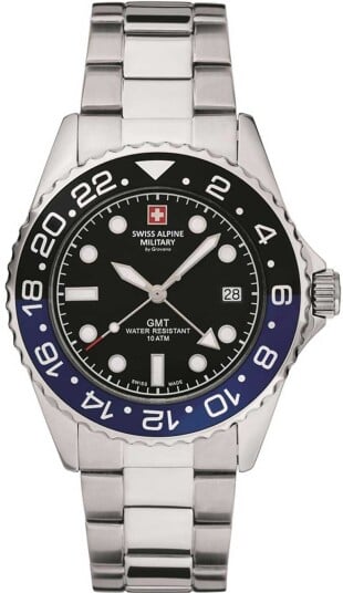 Swiss Alpine Military Herreklokke 7052.1132 GMT Sort/Stål Ø42 mm Swiss Alpine Military Herreklokke 7052.1132 GMT Sort/Stål Ø42 mm