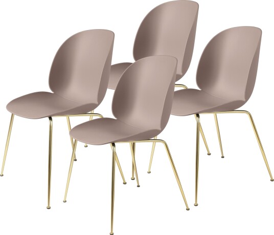 Gubi Beetle Spisestol Konisk Base/ Messing Matt/ Søt Rosa 4 Stk.