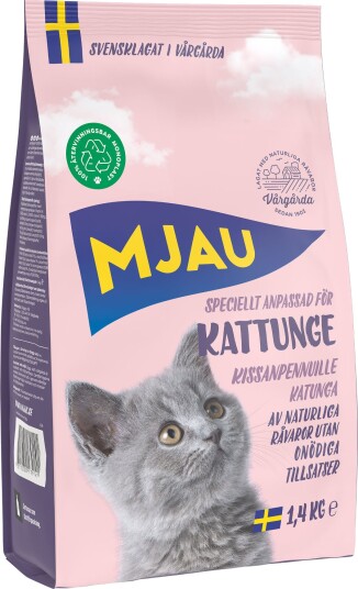 Mjau tørrfôr Kitten tørrfôr med Sparepakke kylling 2 x 1.4 kg