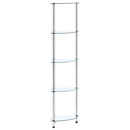 vidaXL Hylle 5 etasjer gjennomsiktig 30x30x130 cm herdet glass