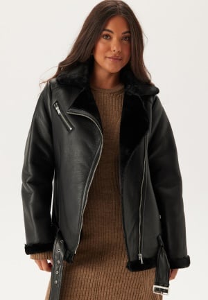 Pieces Pcnora Aviator Pu Jacket Black L Pieces Pcnora Aviator Pu Jacket Black L