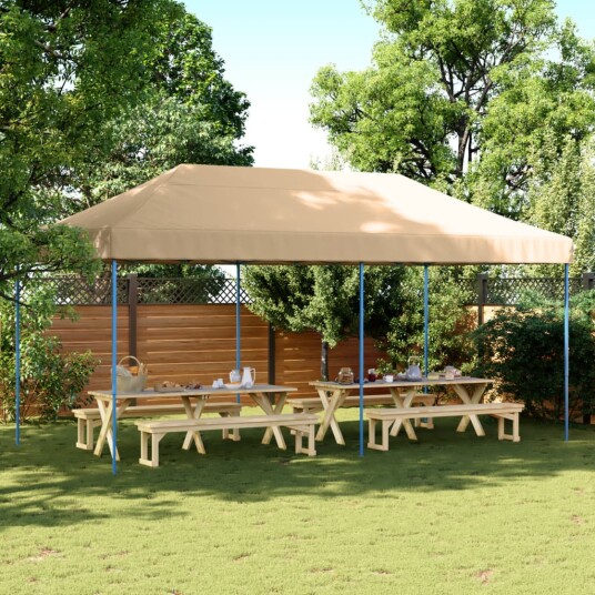 Sammenleggbart partytelt pop-up beige 580x292x315 cm 4004935