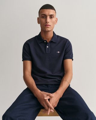 Klassisk piquéskjorte i slim fit EVENING BLUE L Klassisk piquéskjorte i slim fit EVENING BLUE L
