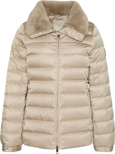 Calvin Klein Satin Lw Short Puffer With Fur   CROCKERY   S