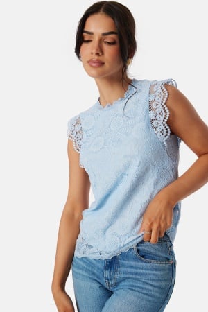 Pieces Pcolline SL Lace Top Kentucky Blue M