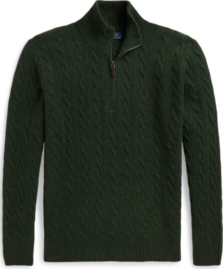 Polo Ralph Lauren Cable Knit Quarter Zip Sweater Green M