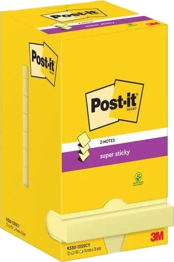 3M Z-Notes, Firkant, Gult, Papir, 76 Mm, 76 Mm, 90 Ark