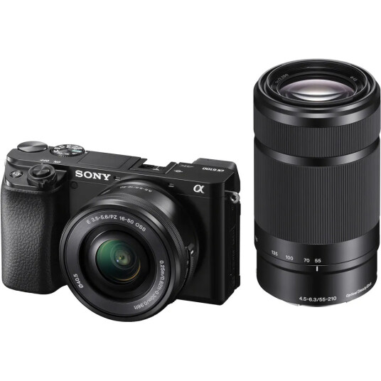 Sony A6100 Kit med 16-50mm og 55-210 Kamerapakke med to objektiver