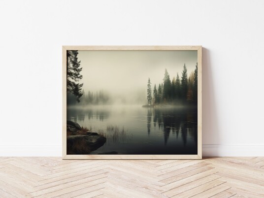 Plakat Tåkete Innsjø Refleksjon