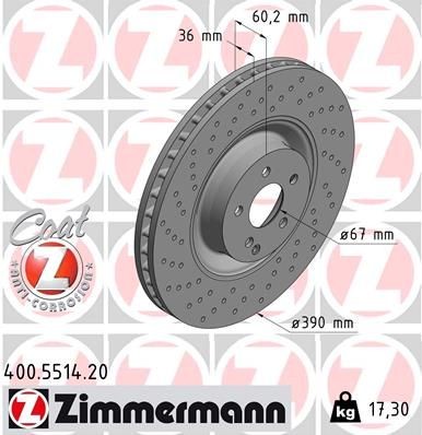 Bremseskive ZIMMERMANN 400.5514.20