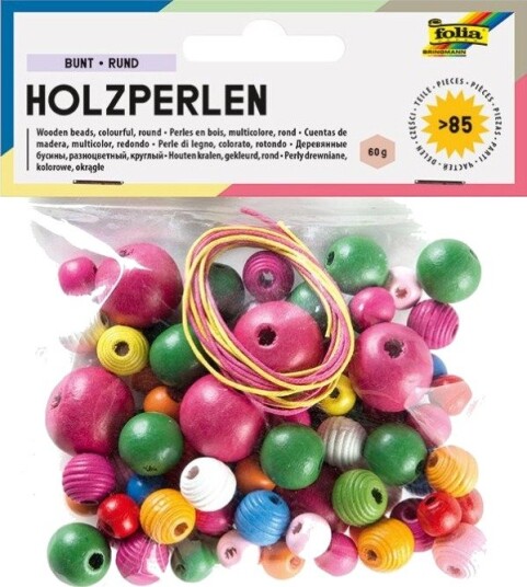 Folia Perlesett Med Treperler Og Tråd Fargerike Runde Perler