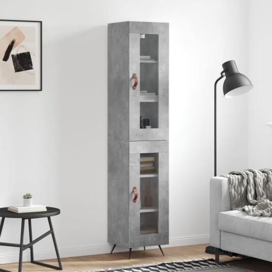 vidaXL Highboard betonggrå 34,5x34x180 cm konstruert tre 8720845488277