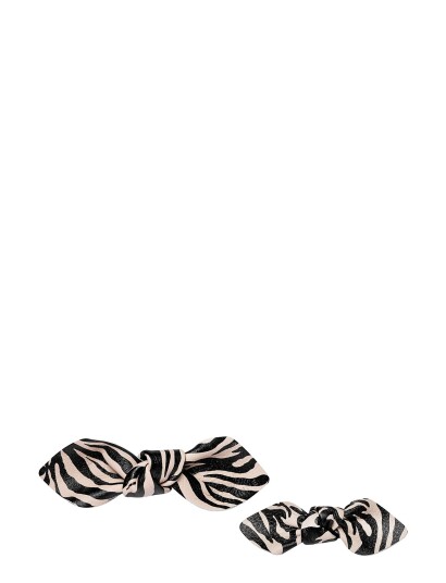 Corinne Leather Bow Hair Clip Big And Small 2-Pack - Multi/patterned - ONE SIZE