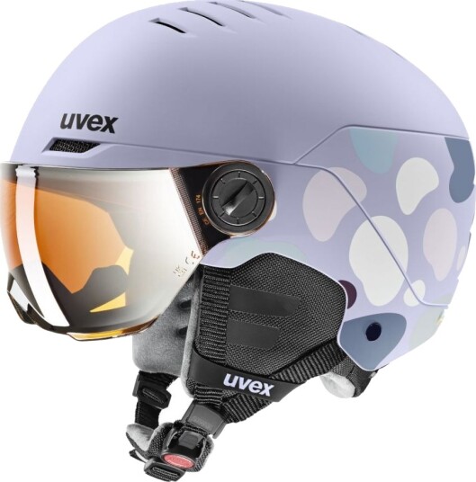 Uvex Rock JR Visor, Skihjelm med Visir, Junior, Cool Lavender Abstract Matt 54-58cm