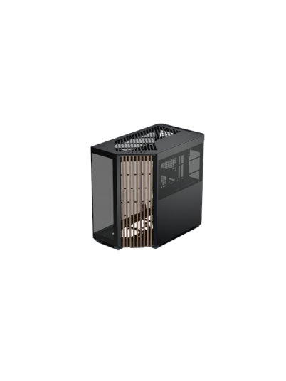 APNX V1 Miditower Kabinett med Tempered Glass - Svart og Tre APNX V1 Miditower Kabinett med Tempered Glass - Svart og Tre