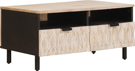 Kaffebord med skuff Hvit 80 x 54 x 40 cm Massiv mango tre