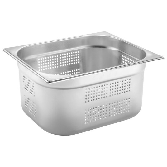 PULSIVA Kantine Basic GN 1/2 perforert; Størrelse GN 1/2 9.5l 32.5x26.5x15 cm LxBxD; Sølvfarge