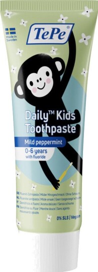 TePe Daily Kids Toothpaste Mild Peppermint 0-6 år 75 ml