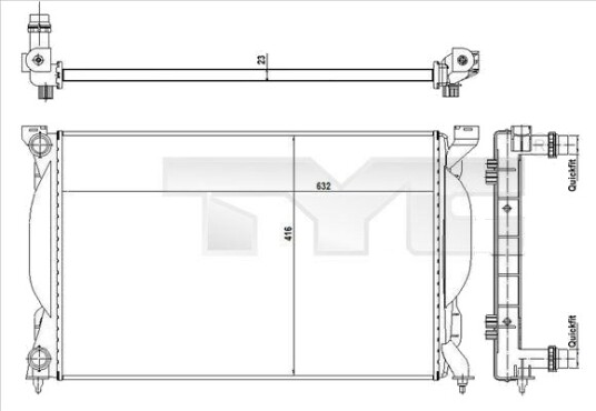 Radiator motorkjøling TYC 702 0012 R