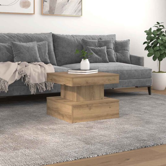 Salongbord med LED-lys artisan eik 50x50x40 cm 8721158447005