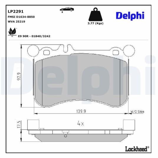 Bremseklosser DELPHI LP2291 Bremseklosser DELPHI LP2291