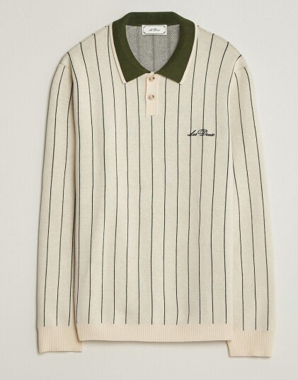 Les Deux Signature Knitted Long Sleeve Polo Ivory