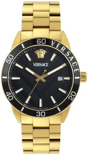 Versace Herreklokke VEYCA0724 Greca Sort/Gulltonet stål Ø43 mm