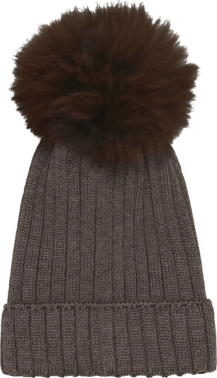 Huttelihut Hat Knit Alpaca Pompom - Brown - 53\4-6Y