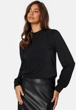 VILA Augustina L/S Glitter Top Black S