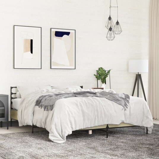 Sengeramme sonoma eik 150x200 cm konstruert tre og metall 8721102613449