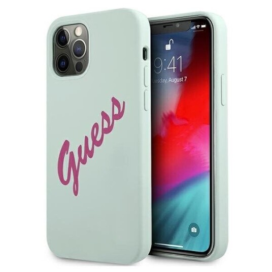 Guess Mobildeksel til iPhone 12/12 Pro Hardcase Silikon Vintage Blå/Fuchsia