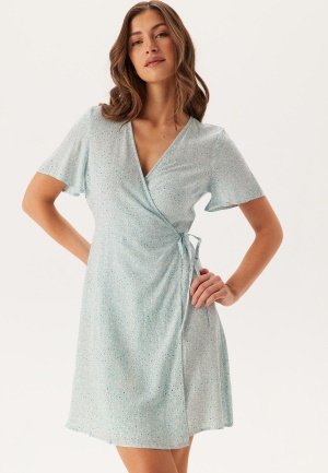 Pieces Pctala New Ss Wrap Dress Cloud Blue Aop:flower XS