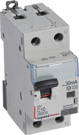 Legrand Kombinasjonsbryter DX3 Automatsikring/HPFI C 10A 30mA 1P+N 6/6kA type A 84 x 78 x 36 mm