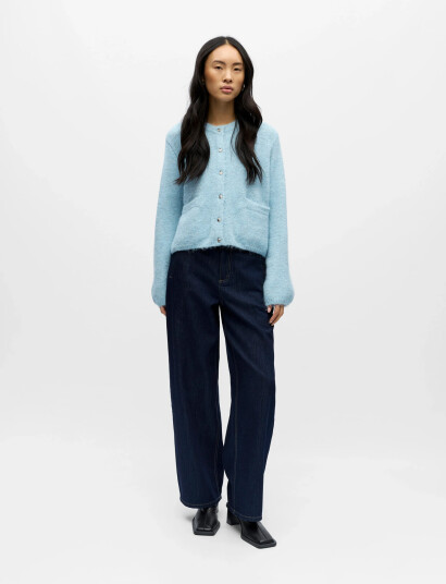 Object Objsaggia Re L/S Knit Cardigan Noos   Blue   XL