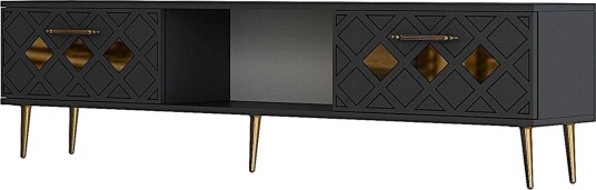 Ilna TV-benk 150 cm - Antrasitt/Gull