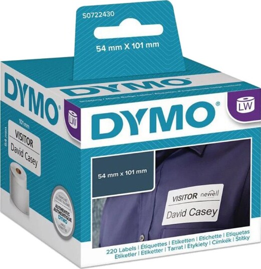 DYMO LW store forsendelsesetiketter/navneskilt, 54mm x 101mm, 12 ruller med 220 stk., original DYMO LW store forsendelsesetiketter/navneskilt, 54mm x 101mm, 12 ruller med 220 stk., original