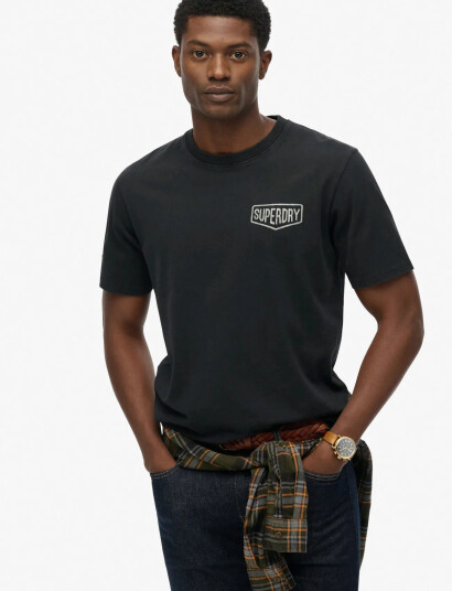Superdry Work Tab Loose Tee - Black - S