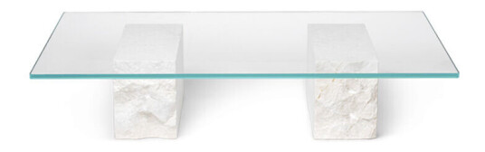 ferm LIVING Mineral sofabord Glass, base i marmor