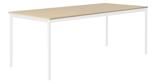 Muuto Base spisebord oak, hvitt stativ, plywoodkant, 190 x 85 cm