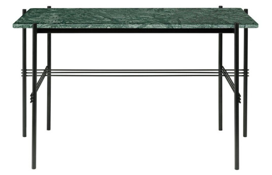 Gubi TS Desk skrivebord marmor grønn, sortlakkert stål