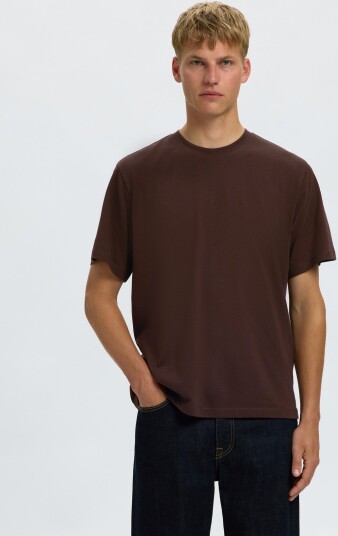 Selected Slmaspen Ss O Neck Tee Noos Brown M