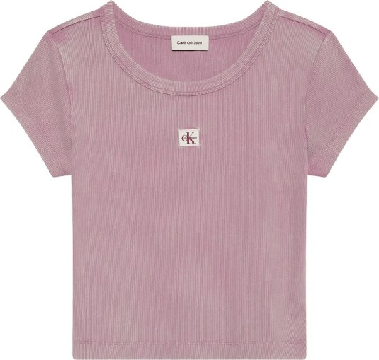 Calvin Klein Jeans Ss Woven Label Crewnck Tee Was Purple XS